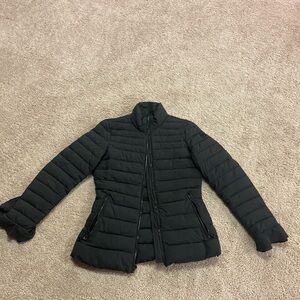 Tahari Black Quilted Ruffle Puffer Jacket - Size XS - Great Condition!